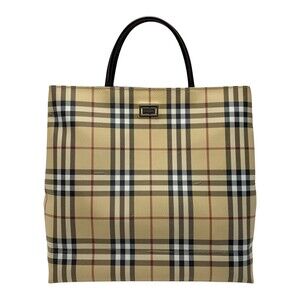Burberry Leather Nova Check Beige Tan Tote Bag